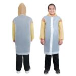 HACER EVA Kids Hooded Raincoat for 10 to 14 Years Water Resistant Full-Sleeve Poncho with Adjustable Hood Drawstring Full Length Rainwear Boys & Girls (1 Pc, Yellow & White)