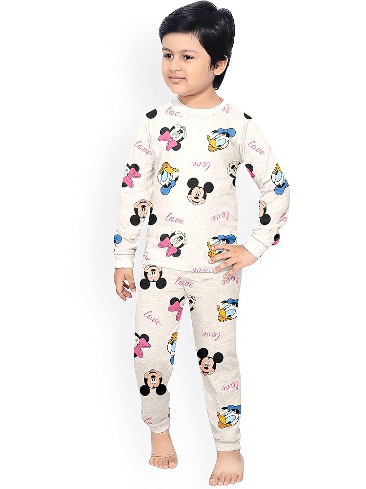 Hangout Hub Kids Night Suit | Sleep Wear | Jogger Trouser Full Sleeves Tshirt | Elasticated Waist | Hypoallergenic Sweat Absorber Anti Rash Dress Bottom Pyjama Tee Boys Girls |...