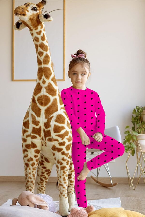 Hangout Hub Kids Night Suit | Sleep Wear | Jogger Trouser Full Sleeves Tshirt | Elasticated Waist | Hypoallergenic Sweat Absorber Anti Rash Dress Bottom Pyjama Tee for Girls |...
