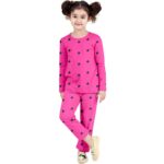 Hangout Hub Kids Night Suit | Sleep Wear | Jogger Trouser Full Sleeves Tshirt | Elasticated Waist | Hypoallergenic Sweat Absorber Anti Rash Dress Bottom Pyjama Tee for Girls |...