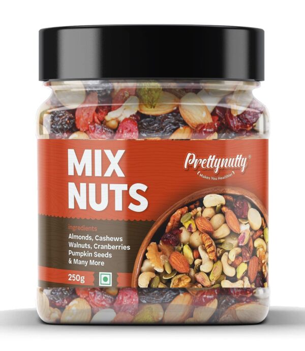 Healthy Nutmix 250g, Dried Almonds, Black Raisins, Cashewnuts, Cranberries, Green Raisins, Walnut Kernels & Many More.