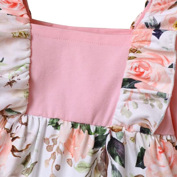 Hopscotch Girls Cotton, Polyester Floral Print Full-Sleeve Footie in Pink Color
