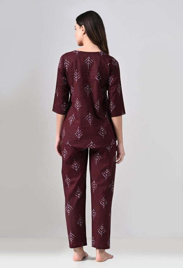 Ichaa Women Women's Printed Cotton Night Wear Top and Bottom Night Suit Set
