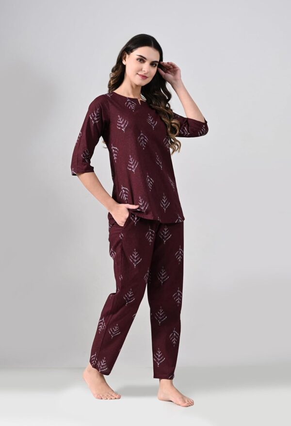 Ichaa Women Women's Printed Cotton Night Wear Top and Bottom Night Suit Set