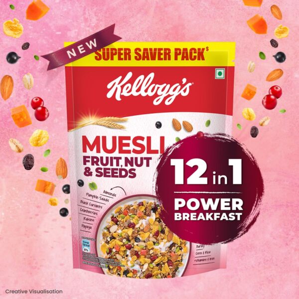 Kellogg's Muesli Fruit Nut & Seeds 750G | 12-In-1 Power Breakfast | India'S No. 1 Muesli | Multigrain Breakfast Cereal