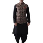 KISAH Men Multi Printed Kurta Nehru Jacket Dhoti Set | Traditional Indian Outfit for Men