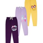 KYDA KIDS® 100% Girls Cotton Printed Track Pants (Pack of 3)