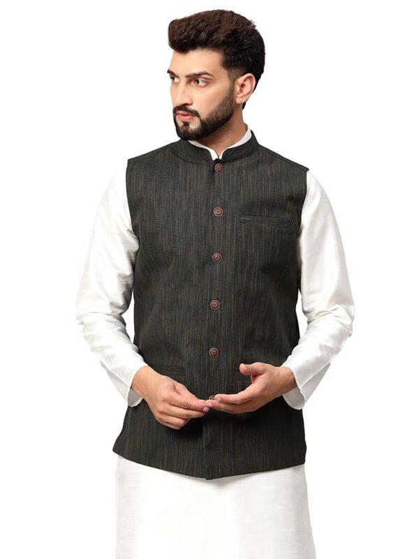 LATEST CHIKAN Men's Traditional Cotton Solid Nehru Jacket/Waistcoat