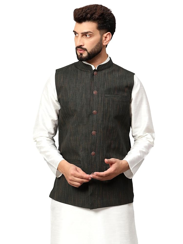 LATEST CHIKAN Men's Traditional Cotton Solid Nehru Jacket/Waistcoat