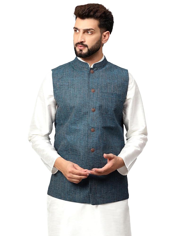 LATEST CHIKAN Men's Traditional Cotton Solid Nehru Jacket/Waistcoat