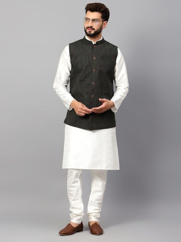 LATEST Men's Traditional Cotton Solid Nehru Jacket/Waistcoat-Black