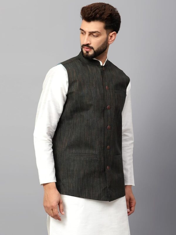 LATEST Men's Traditional Cotton Solid Nehru Jacket/Waistcoat-Black
