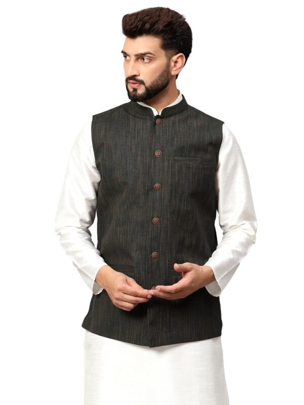 LATEST Men's Traditional Cotton Solid Nehru Jacket/Waistcoat-Black
