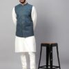 LATEST Men's Traditional Cotton Solid Nehru Jacket/Waistcoat-Blue