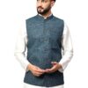 LATEST Men's Traditional Cotton Solid Nehru Jacket/Waistcoat-Blue