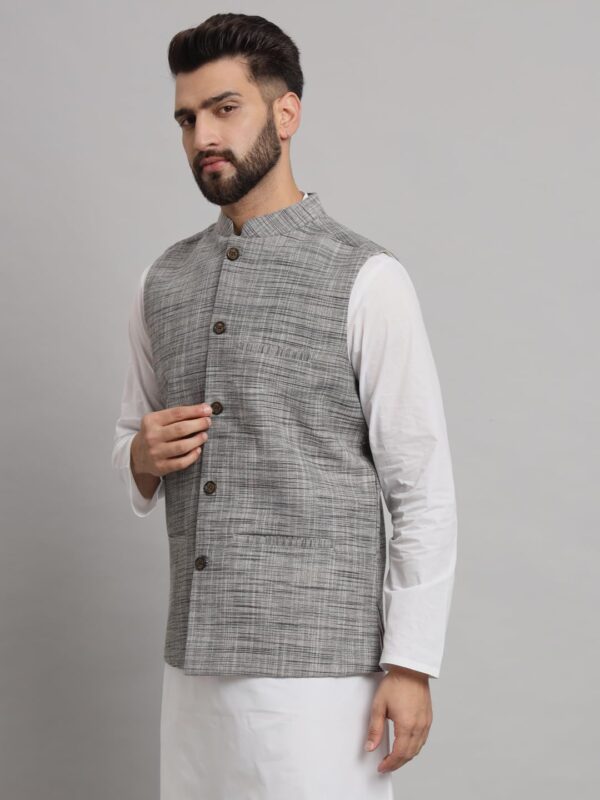 LATEST Men's Traditional Cotton Solid Nehru Jacket/Waistcoat-Grey