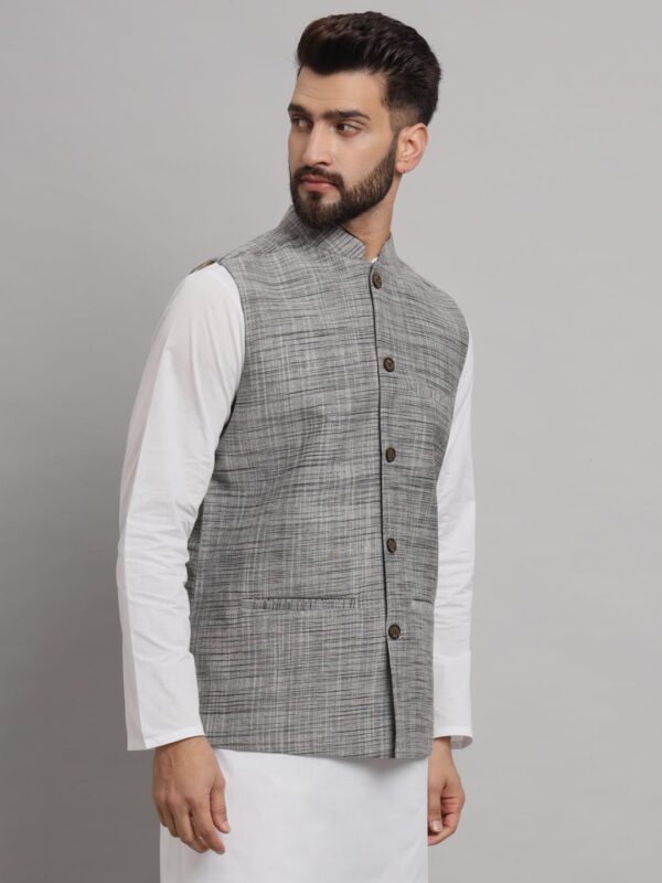 LATEST Men's Traditional Cotton Solid Nehru Jacket/Waistcoat-Grey