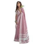 MADHUHANSH Women's Lucknowi Chikankari Linen cotton Woven Sarees For Women with Blouse sarees for Women