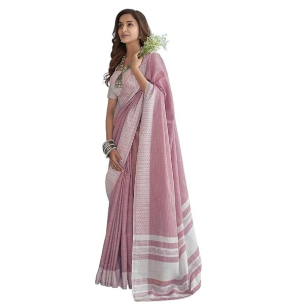 MADHUHANSH Women's Lucknowi Chikankari Linen cotton Woven Sarees For Women with Blouse sarees for Women