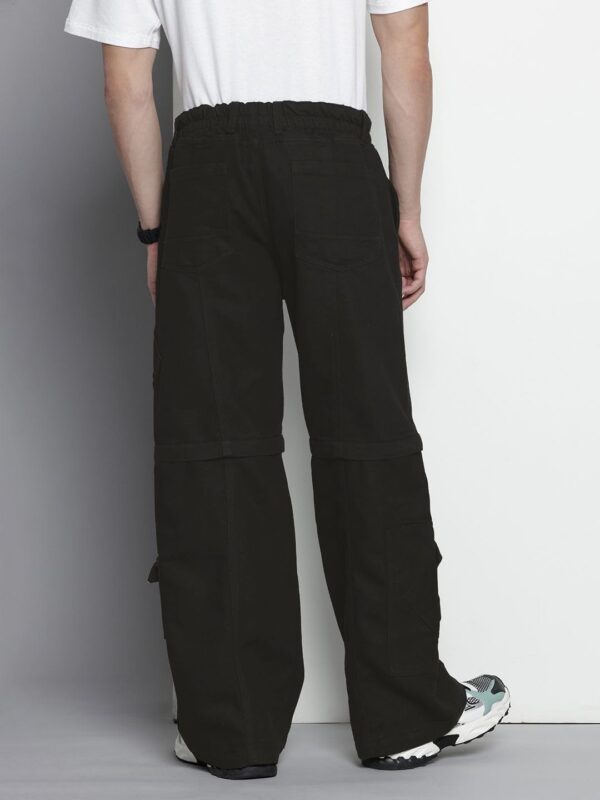 Men Baggy Solid Mid-Rise Convertible Cargo Denim