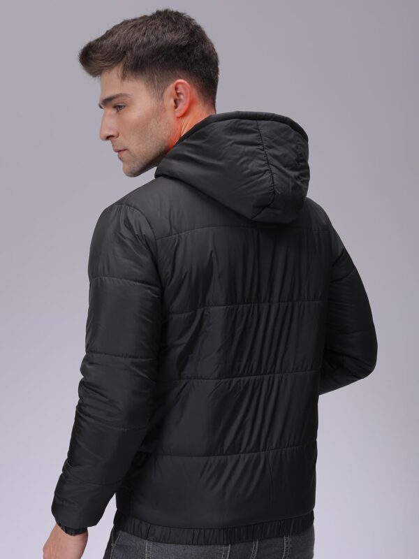 Men Slim Fit Mix & Match Puffer Jackets-Black