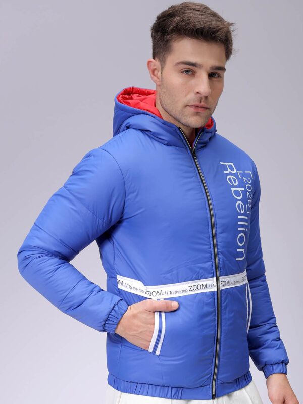 Men Slim Fit Mix & Match Puffer Jackets-Blue