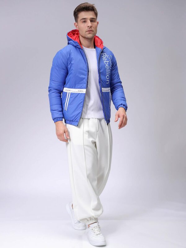 Men Slim Fit Mix & Match Puffer Jackets-Blue