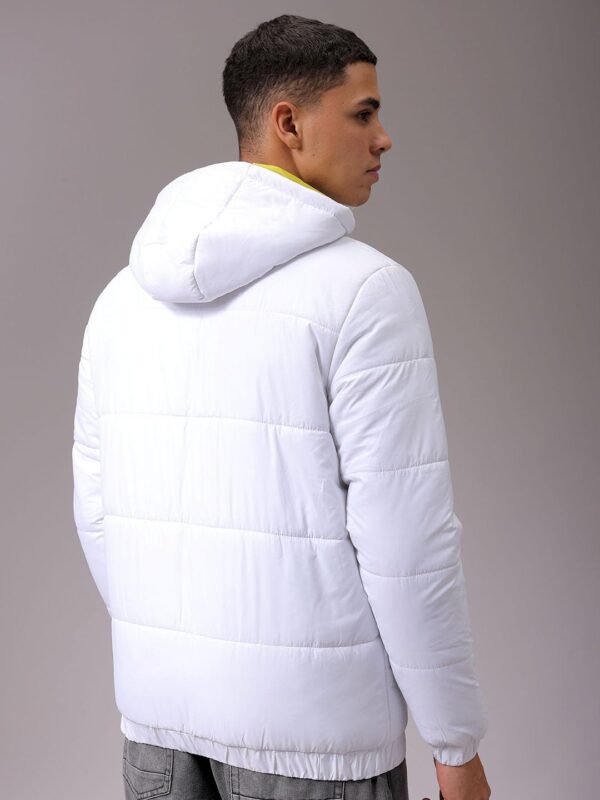 Men Slim Fit Mix & Match Puffer Jackets-White