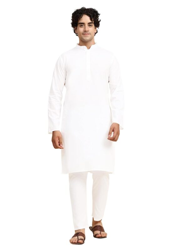 Men's Casual Kurta Pajama Set Regular Fit Traditional Dress Yoga Outfit-White