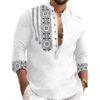 Men's Cotton Blend Mandarin Collar Self One Design Full Sleeve Casual Short Kurta-White