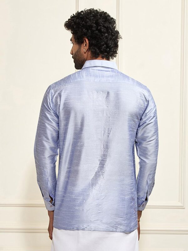 Men's Green Silk Blend Ethnic Shirt | Full Sleeves South Indian Traditional Shirt | Festive, Wedding, Casual Wear