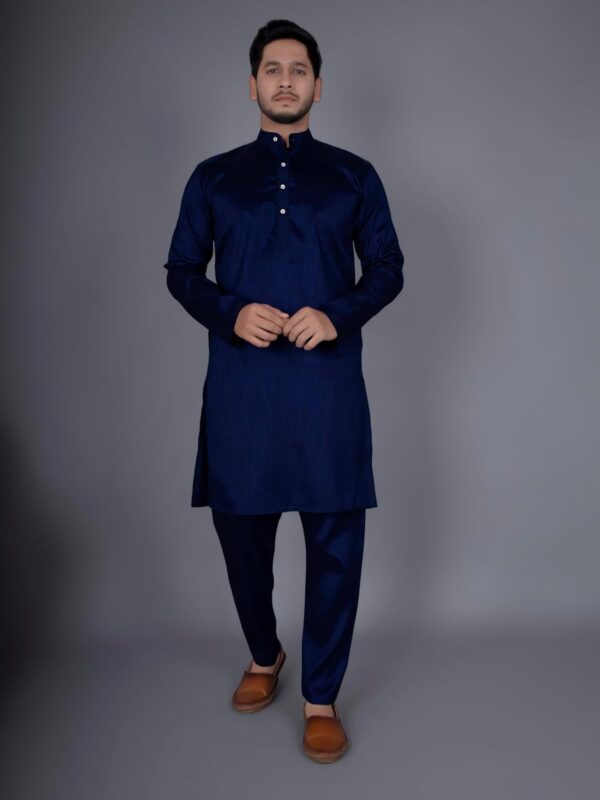Men's Jacquard Casual Regular Printed Full Sleeve Knee Length Kurta Pyjama With Long Koti Jacket/Waistcoat 3 Piece Ethnic Wear Set