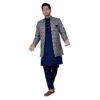 Men's Jacquard Casual Regular Printed Full Sleeve Knee Length Kurta Pyjama With Long Koti Jacket/Waistcoat 3 Piece Ethnic Wear Set