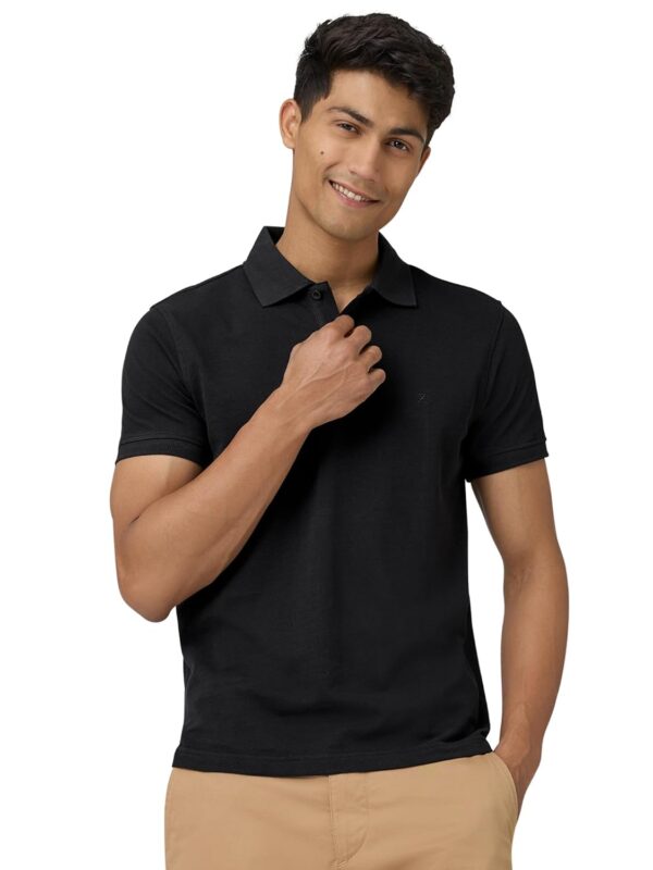 Men's Nova 100% Combed Cotton Regular Fit Polo T-Shirt-Black