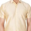Men's Silk Blend Ethnic Shirt - Half Sleeves, South Indian Traditional Shirt for Weddings, Festivals, & Casual Wear-Beige