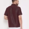 Men's Silk Blend Ethnic Shirt - Half Sleeves, South Indian Traditional Shirt for Weddings, Festivals, & Casual Wear-Red