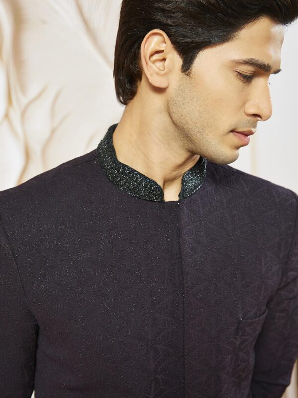 Men's Silk Blend Indo Western Top Only, Silk Blend Emboss Fabric Indo Western For Men, Traditional Indian Wear for Weddings & Festivals