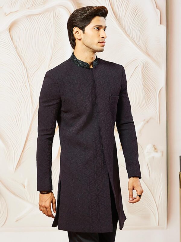Men's Silk Blend Indo Western Top Only, Silk Blend Emboss Fabric Indo Western For Men, Traditional Indian Wear for Weddings & Festivals