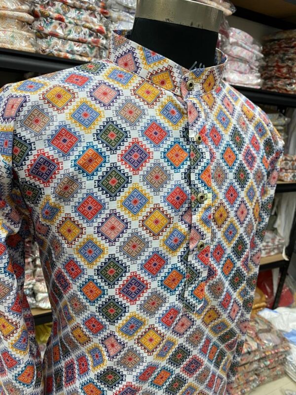Men's Traditional Cotton Floral Printed Only Kurta-001
