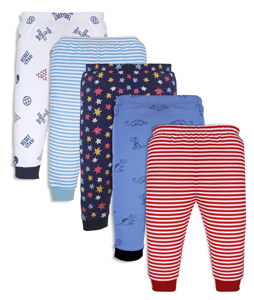 minicult Cotton Pajama Pants with All Over Print for Boys and Girls (Multicolor Designs)(Pack of 5)