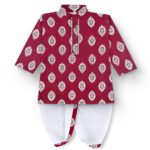 mustmom Baby Ethnic Wear Festival Organic Cotton Soft and comfortable Dhoti Kurta Set Saraswati Puja Dress Panjabi for Kids Boy Girls