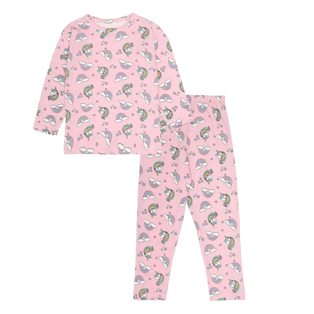 NammaBaby Girl's Premium Cotton Night Suit (Printed T-Shirt & Pant Set/Girls Night Dress/Nightwear) Pack of 1