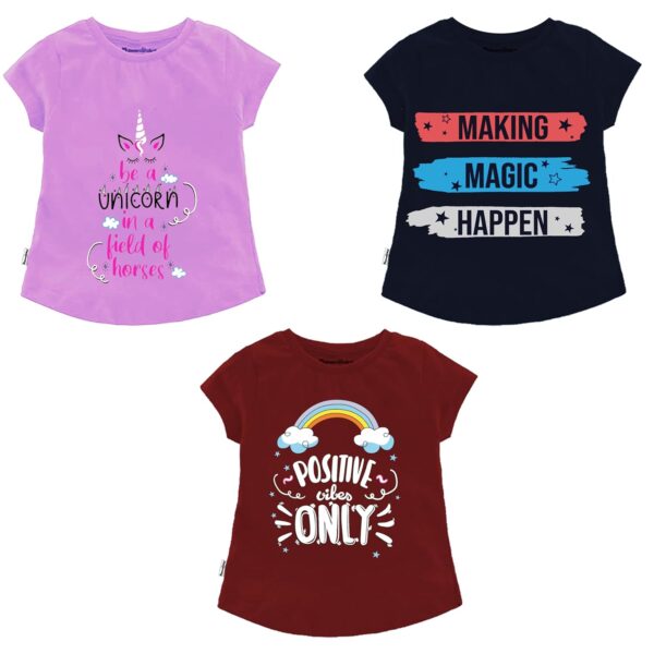 NammaBaby Girls' Pure Hoseiry Cotton T-Shirt Girls Top Tshirt for Girls - Multipack