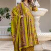 Nermosa Women Printed Anarkali Kurta and Pant Set with Dupatta
