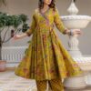 Nermosa Women Printed Anarkali Kurta and Pant Set with Dupatta