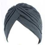 NOGA Women's Cotton Featured Ethnic Monochrome Pattern Headscarf Indian Baotou Hats (TJM-24, Dark Gray)