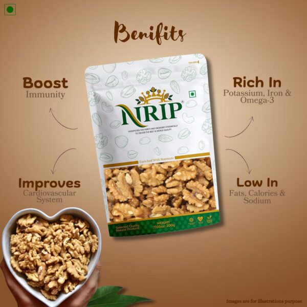 NRIP Deluxe 100% Natural Dried California Walnut Kernels, 200g