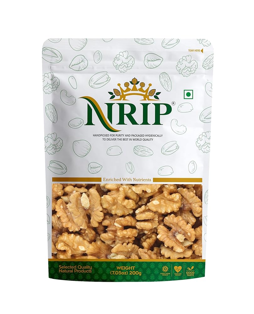 NRIP Deluxe 100% Natural Dried California Walnut Kernels, 200g