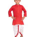 PEKABU Boys Dhoti Kurta Set for Kids - Cotton Kurta and Elastic Waist Dhoti Set - Traditional Dress for Kids