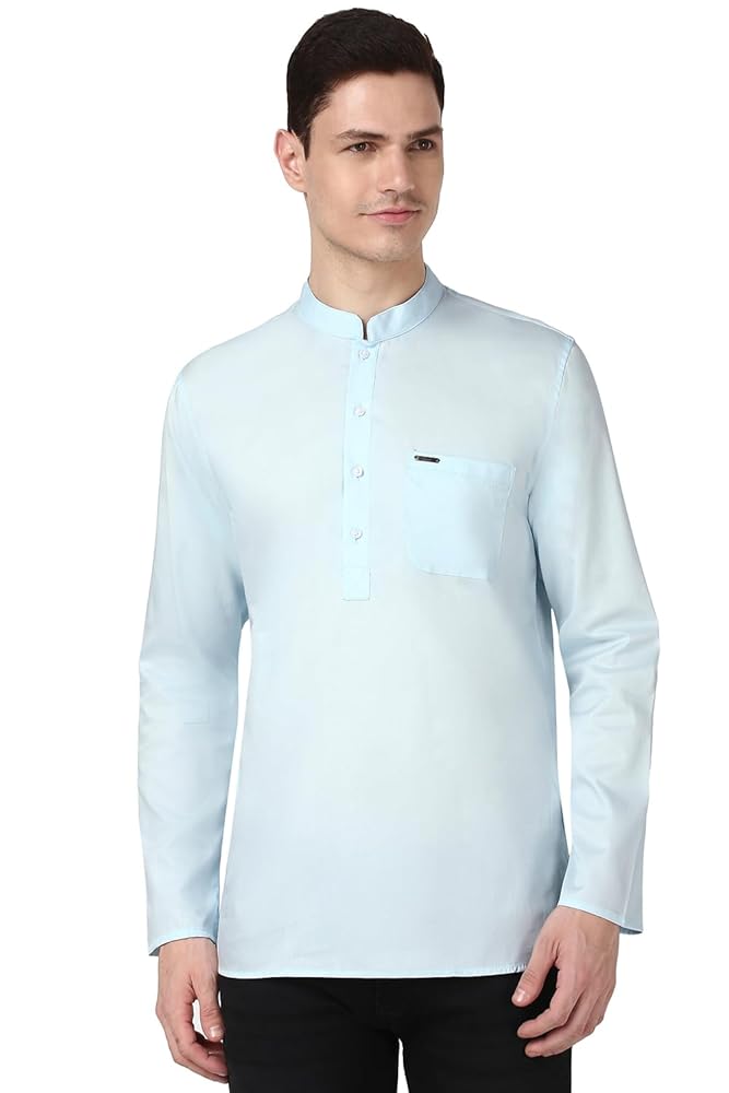 Peter England Men's Everyday Festive Solid Short Kurta Cotton